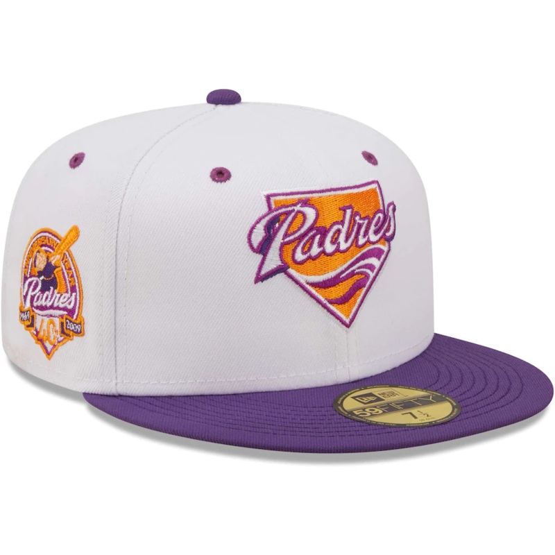 New Era San Diego Padres White/Purple 40th Anniversary Grape Lolli 59FIFTY Fitted Hat