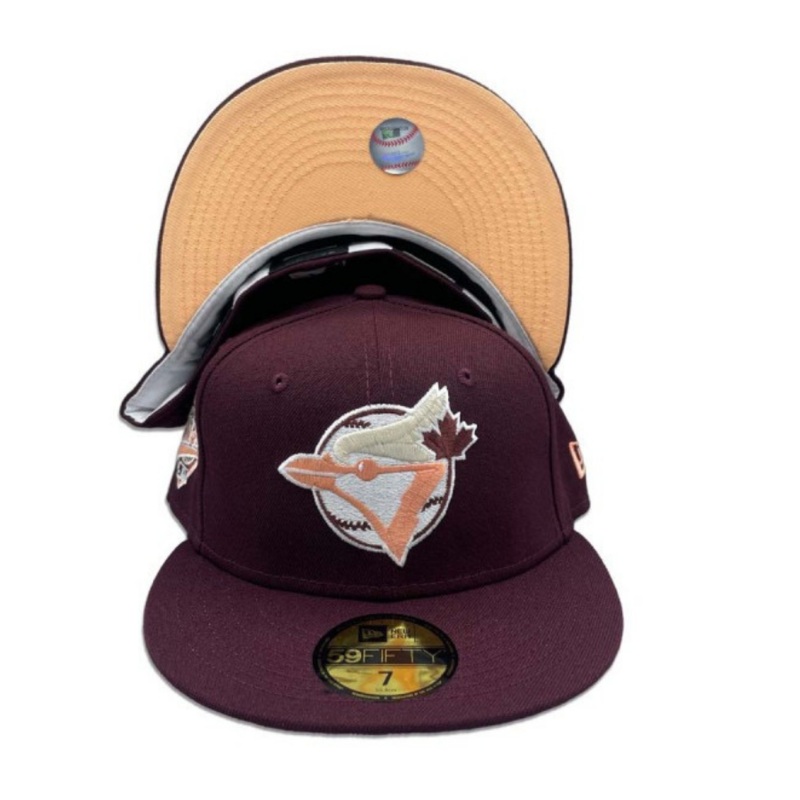New Era Toronto Blue Jays Maroon 1993 World Series Peach Undervisor 59FIFTY Fitted Hat