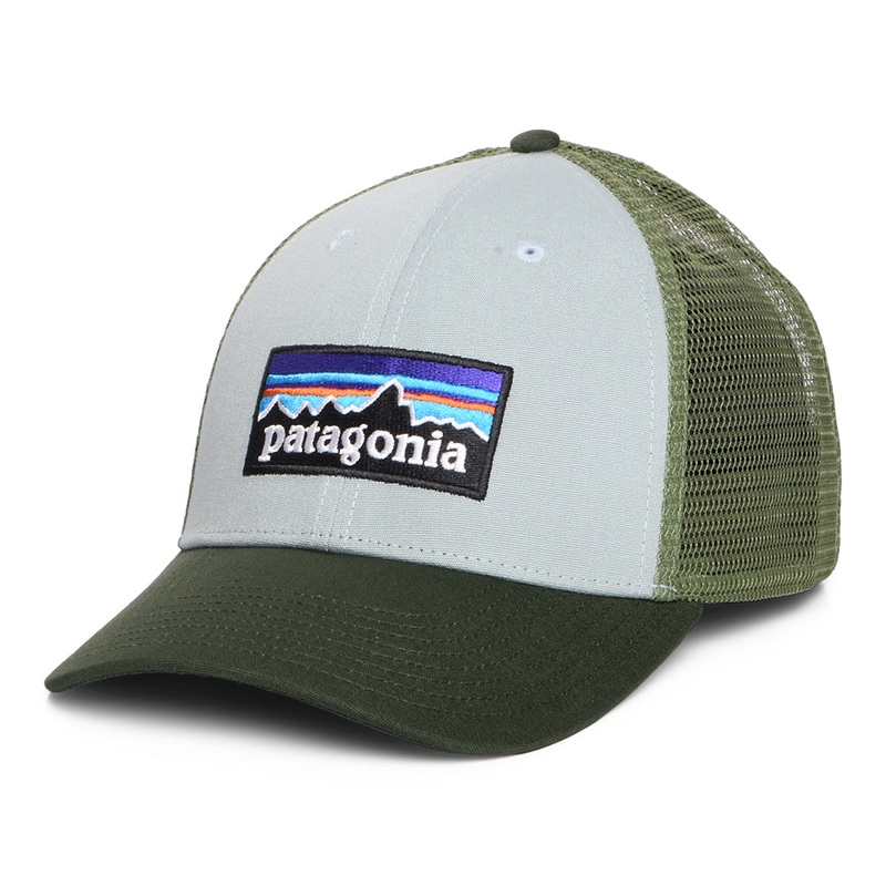 Patagonia Hats P-6 Logo Organic Cotton LoPro Trucker Cap – Light Blue-Forest Adjustable