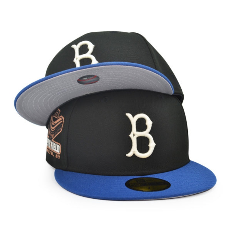 Brooklyn Dodgers EBBETS FIELD Exclusive New Era 59Fifty Fitted Hat – Black/Royal 6 7/8