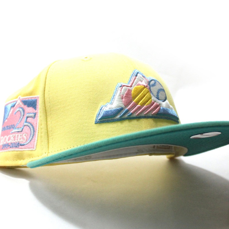 Colorado Rockies 25TH Anniversary New Era 59Fifty Fitted Hat (GITD Soft Yellow Mint Teal Under Brim) 7