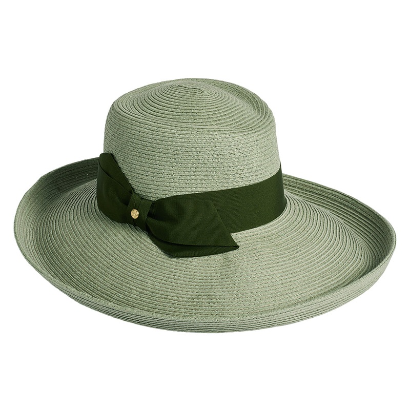 Failsworth Hats Sissinghurst Straw Sun Hat with Bow – Sage 1-Size