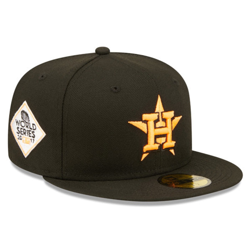 Houston Astros 2017 Exclusive SUPER POP New Era Fitted 59Fifty MLB Hat -Black/Neon Orange 7
