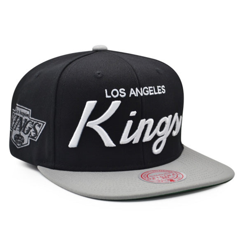 Los Angeles Kings Mitchell & Ness NHL VINTAGE SCRIPT Snapback Adjustable Hat – Black/Gray