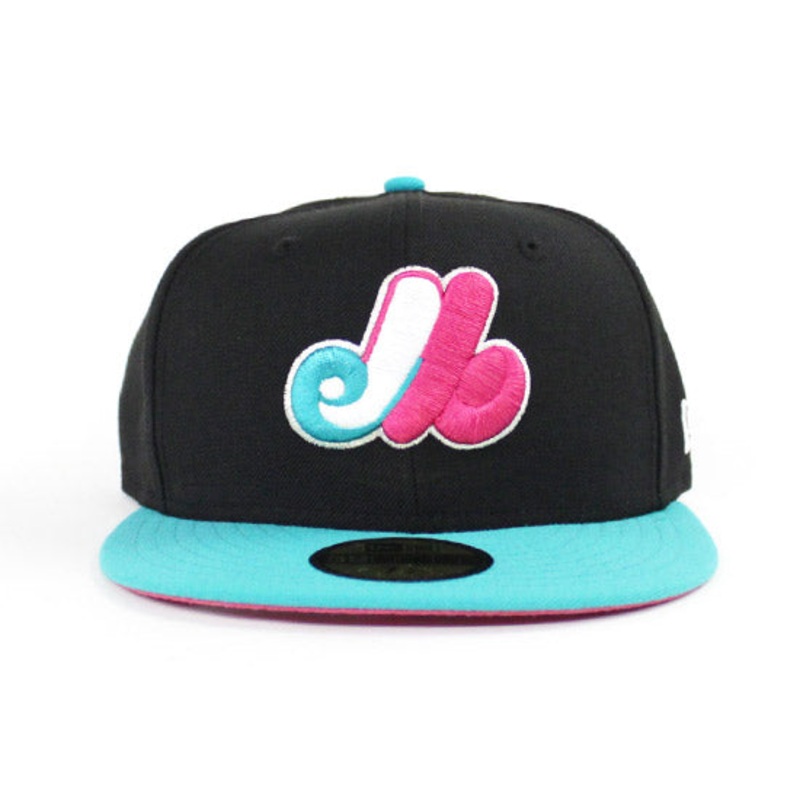 Montreal Expos New Era 59Fifty Fitted Hats (South Beach Color way Black Teal Magenta) 7 1/8