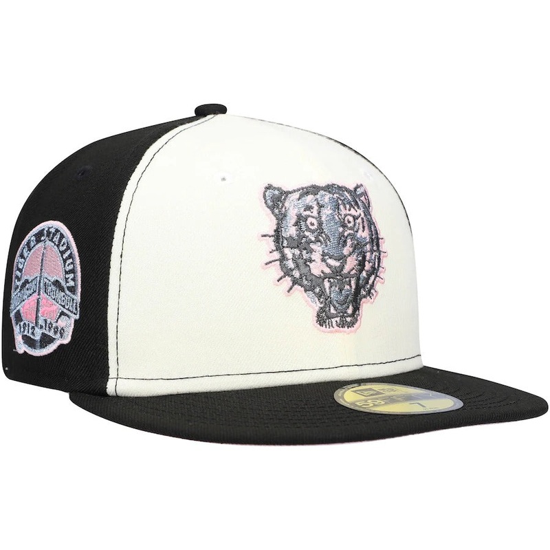 New Era Detroit Tigers Cream/Black Comerica Park Pink Undervisor 59FIFTY Fitted Hat