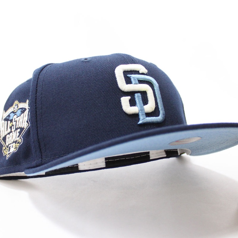 San Diego Padres 2016 All Star Game New Era Fitted 59Fifty Hat (Glow in the Dark Navy Sky Blue Under Brim) 7