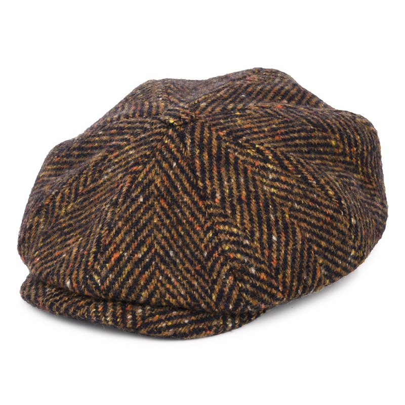 Stetson Hats Hatteras Herringbone Virgin Wool Newsboy Cap – Navy-Cognac S