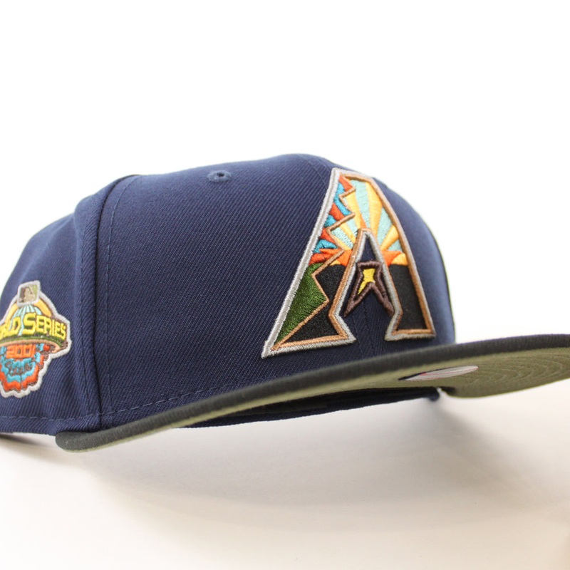 Arizona Diamondbacks 2001 World Series New Era 59Fifty Fitted Hat (OCEANSIDE BLUE BLACK NEW OLIVE Under Brim) 7