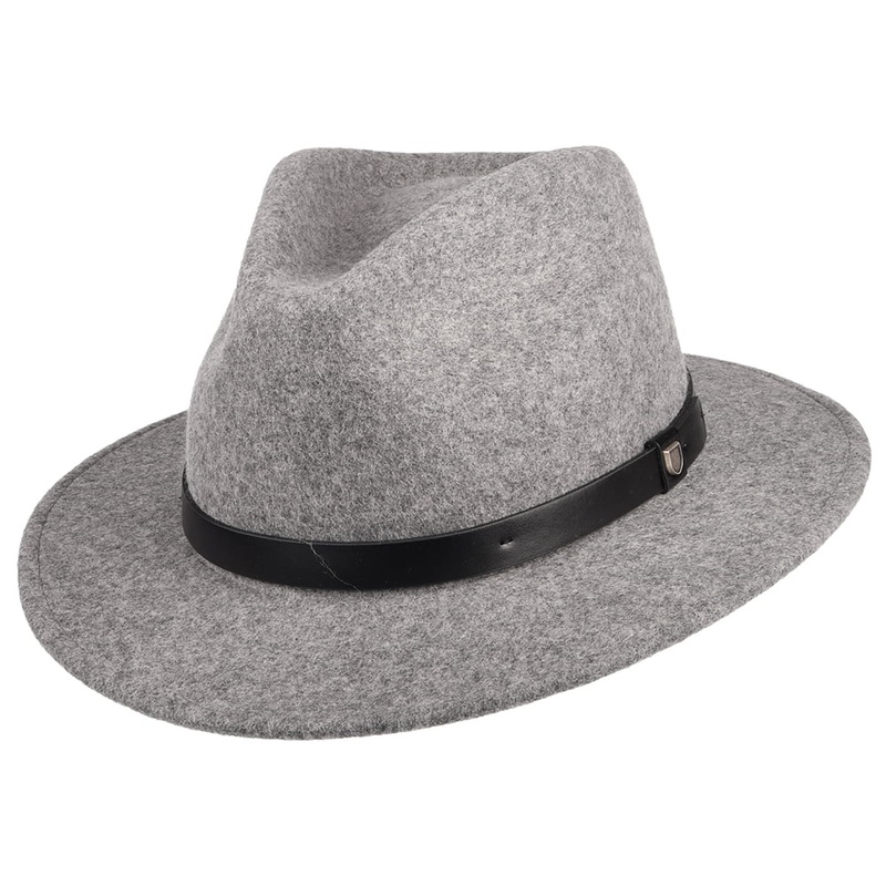 Brixton Hats Messer Wool Felt Fedora Hat – Heather Grey S