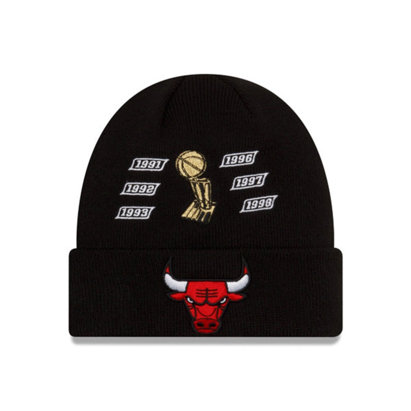 Chicago Bulls New Era CHAMPIONS SERIES Cuffed Knit NBA Hat – Black