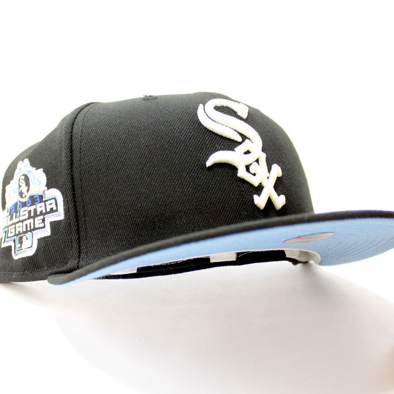 Chicago White Sox 2003 All-Star Game New Era Fitted 59Fifty Hat (Glow in the Dark Black Sky Blue Under Brim) 6 7/8