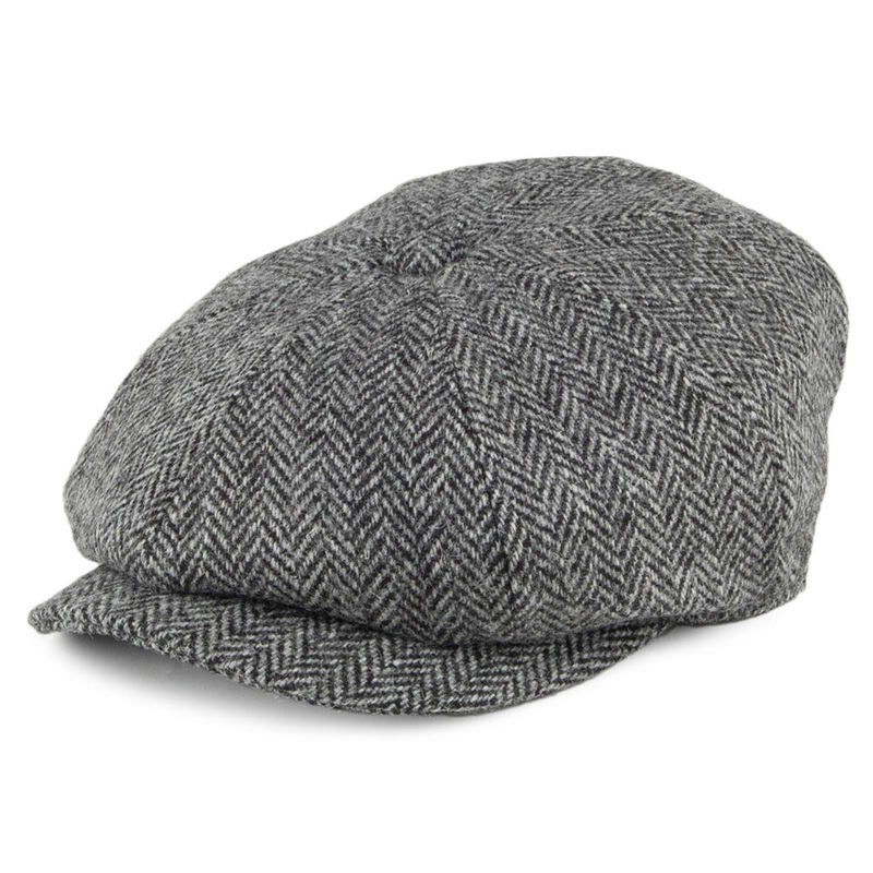 Jaxon & James HARRIS TWEED Castlebay Newsboy Cap – Black-Grey S