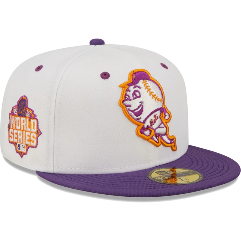 New Era New York Mets White/Purple 2015 World Series Grape Lolli 59FIFTY Fitted Hat