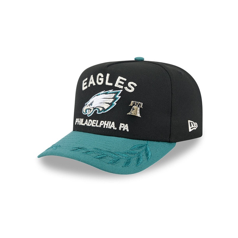 Philadelphia Eagles New Era 2025 NFL Draft On Stage A-Frame 59FIFTY Fitted Hat – Black/Green 6 7/8