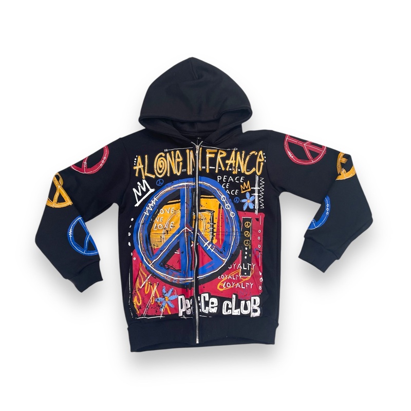 ALONE IN FRANCE PEACE N LOVE HOODIE S