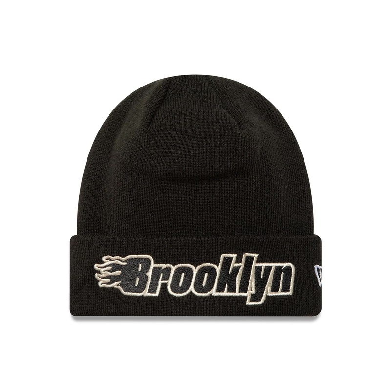 Brooklyn Nets NBA Metallic Black Cuff Knit Beanie Hat OSFM