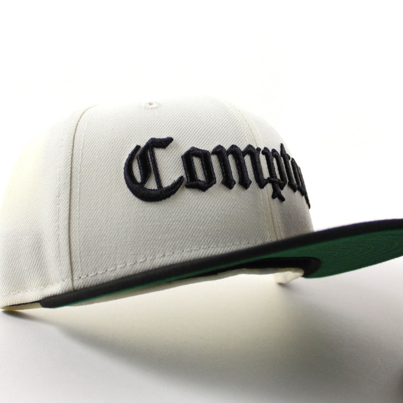 Compton New Era 59fifty Fitted Hat (Chrome White Black Green Under Brim) 6 7/8