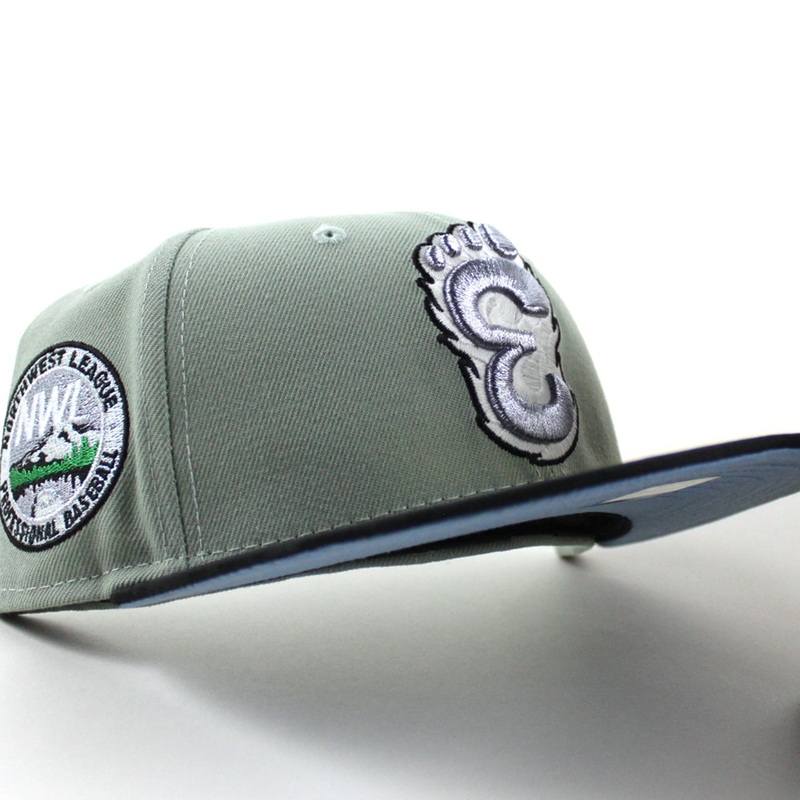 Eugene Emeralds North West League New Era 59Fifty Fitted Hat (Everest Green Black Blue Under Brim) 7