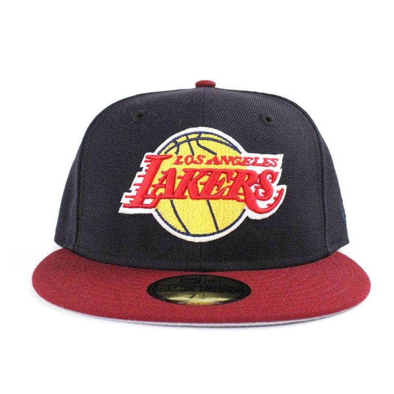 Los Angeles Lakers New Era 59Fifty Fitted Hat  Ver2 (Cleveland Cavaliers Color Gray Under Brim) 7