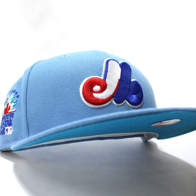 Montreal Expos 1991 All Star Game New Era Fitted 59Fifty Hat (Sky Blue Teal Under Brim) 7