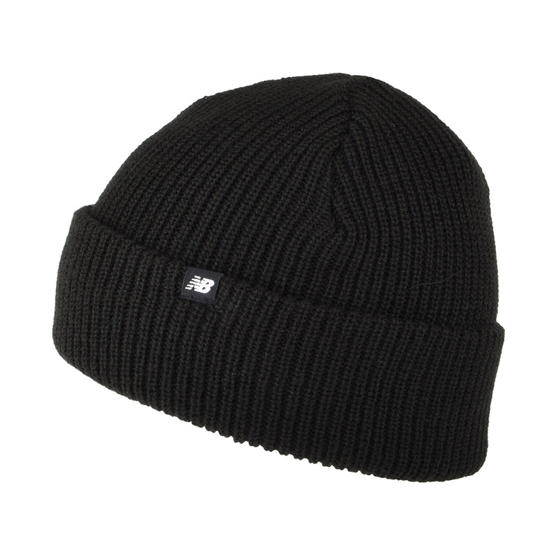 New Balance Hats Rib Knit Fisherman Beanie Hat – Black 1-Size