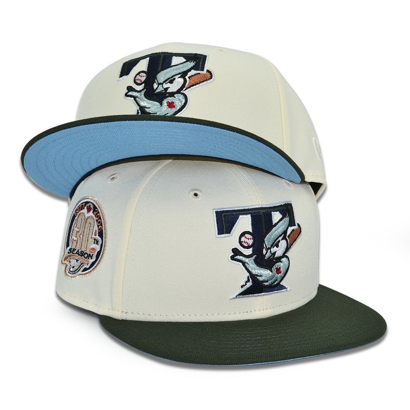Toronto Blue Jays “BANNED” Exclusive New Era 59Fifty Fitted Hat – Chrome/Seaweed 6 7/8