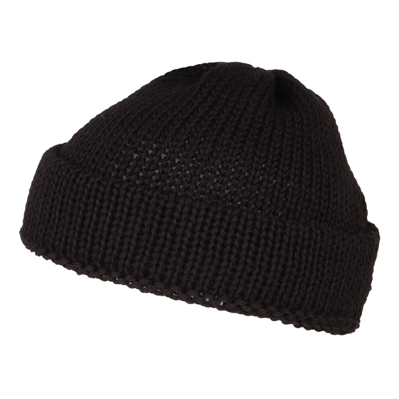 Highland 2000 Short Fishermans English Wool Beanie Hat – Black 1-Size