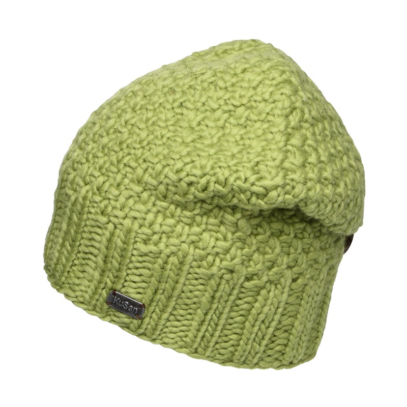Kusan Button Down Beanie Hat – Lime 1-Size