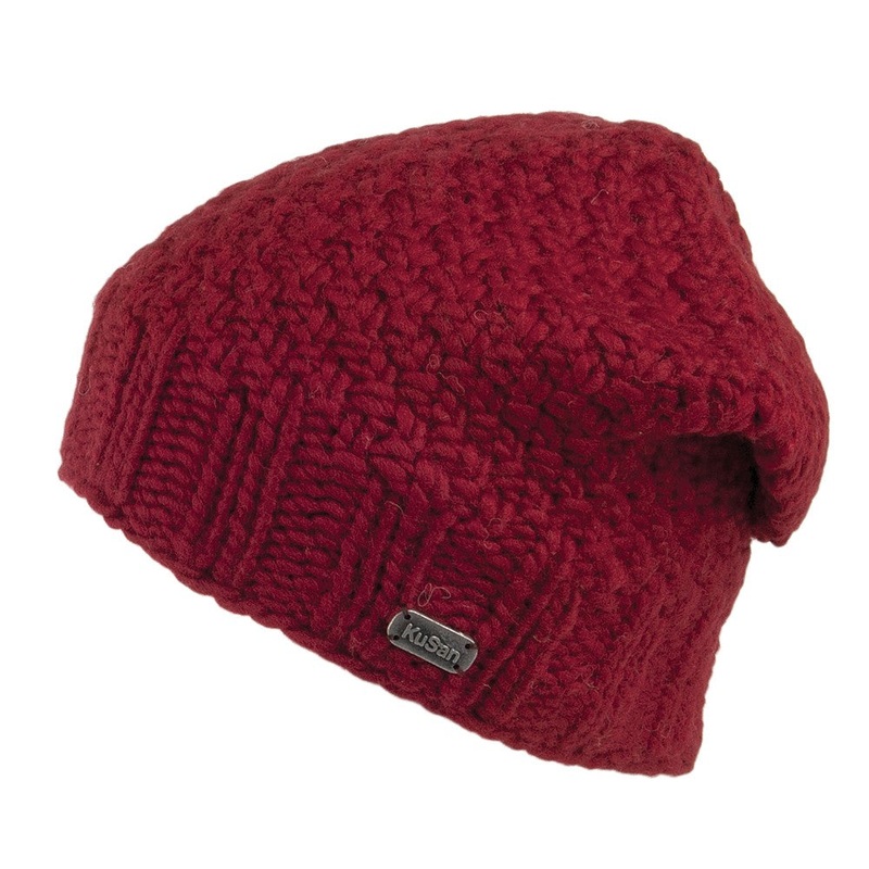 Kusan Button Down Beanie Hat – Red 1-Size