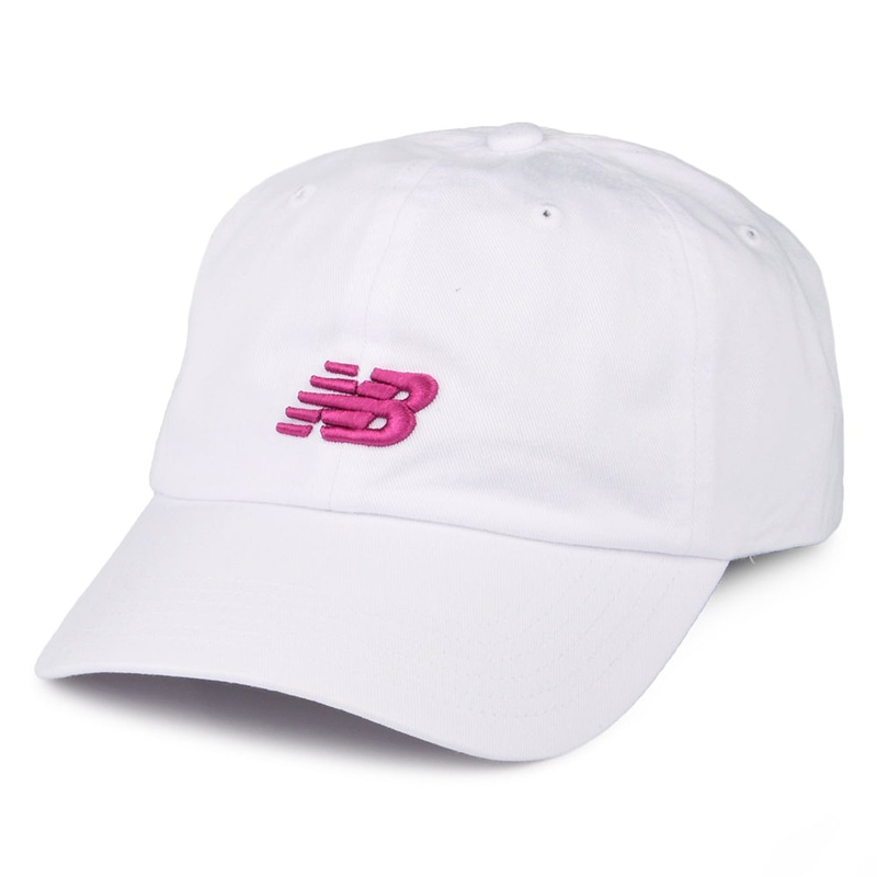 New Balance Hats Classic NB Curved Brim Baseball Cap – White-Pink Adjustable