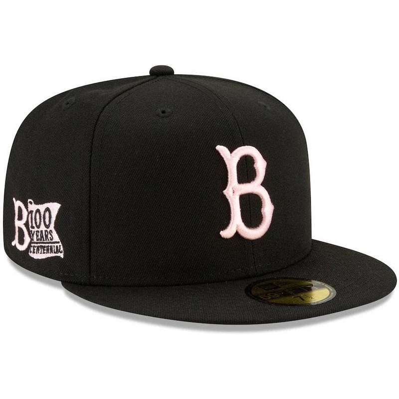 New Era Brooklyn Dodgers Black Cooperstown Collection 100 Years Pink Undervisor 59FIFTY Fitted Hat