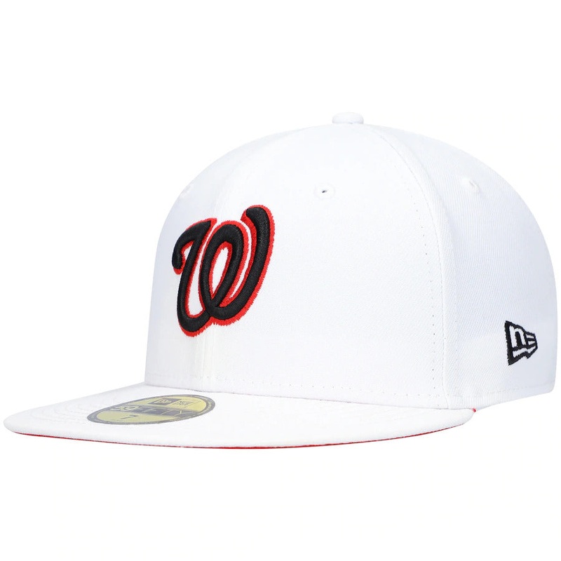 New Era White Washington Nationals 10th Anniversary Patch Red Undervisor 59FIFTY Fitted Hat