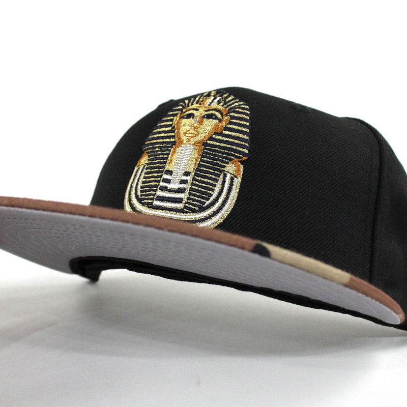 Pharaoh New Era 59Fifty Fitted Hat (Air Jordan 10 Desert Camo Black Gray Under Brim) 7