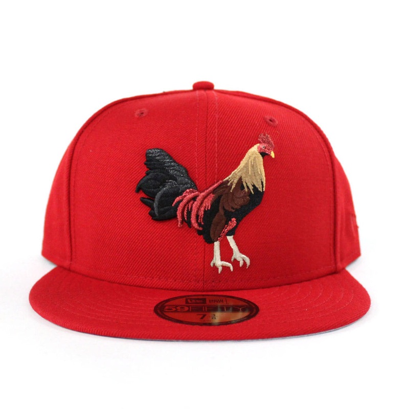 ROOSTER New Era 59Fifty Fitted Hat (RED GRAY UNDER BRIM) 6 7/8