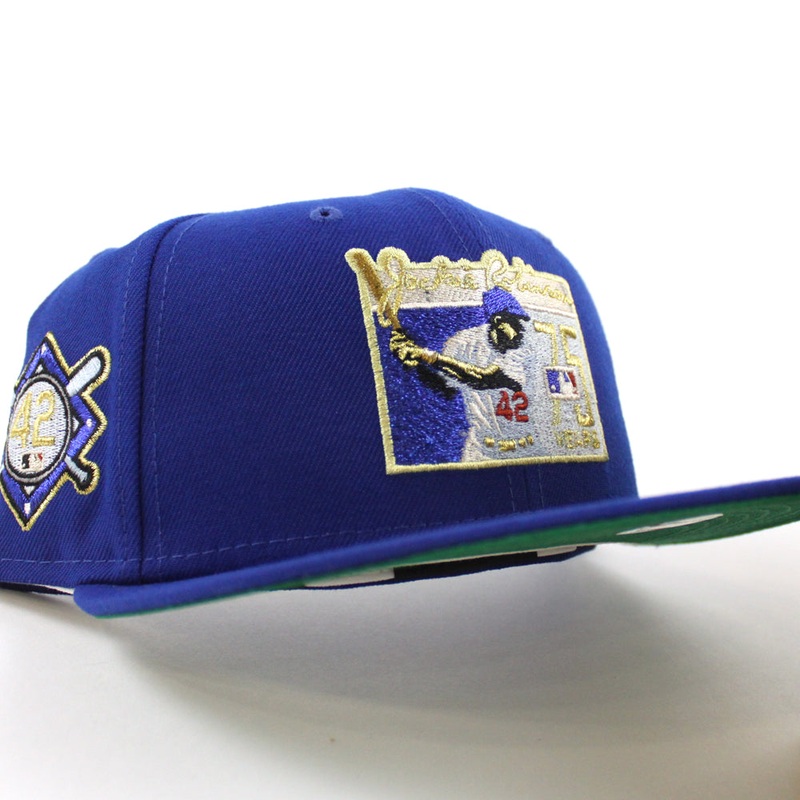 BROOKLYN DODGERS 42 JACKIE ROBINSON New Era 59Fifty Fitted Hat (Royal Blue Green Under Brim) 7
