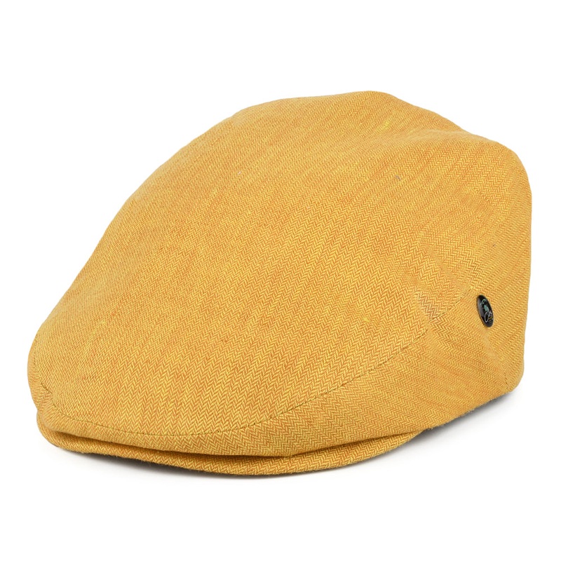 City Sport Micro-Herringbone Linen Flat Cap – Mustard S