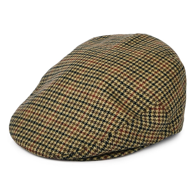 City Sport Wool-Cashmere Houndstooth Flat Cap – Camel-Multi S