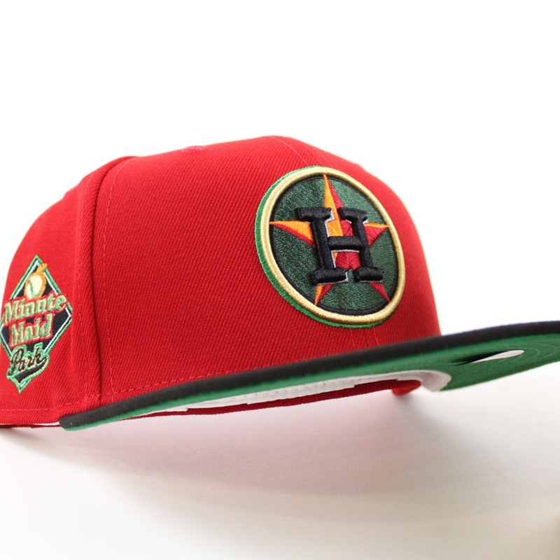 Houston Astros MINUTE MAID PARK New Era 59Fifty Fitted Hat (SCARLET BLACK KELLY GREEN  Under Brim) 7
