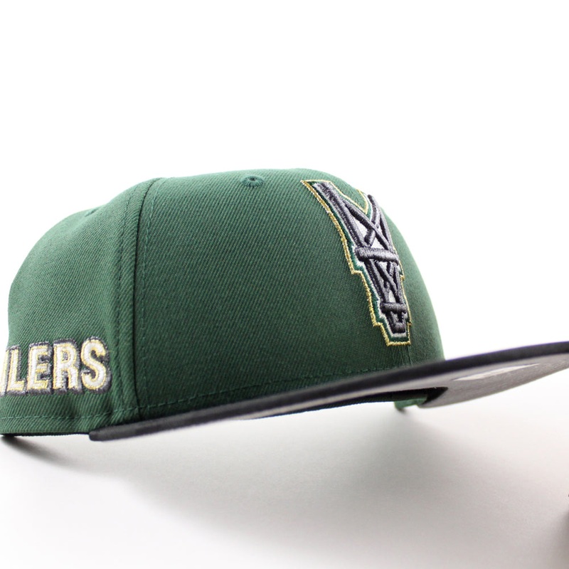 HOUSTON OILERS Upside Down Oilers Patch New Era 59Fifty Fitted Hat (Cilantro Black Gray Under Brim) 6 7/8