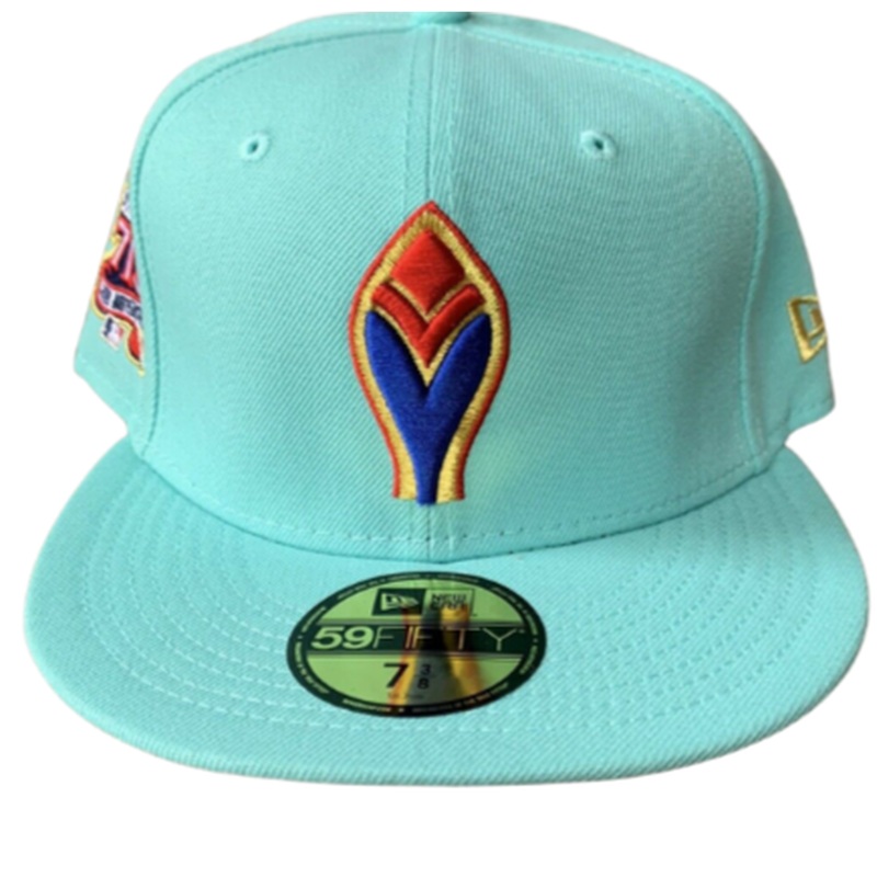 New Era Atlanta Braves Mint 25th Anniversary Cream Undervisor 59FIFTY Fitted Hat