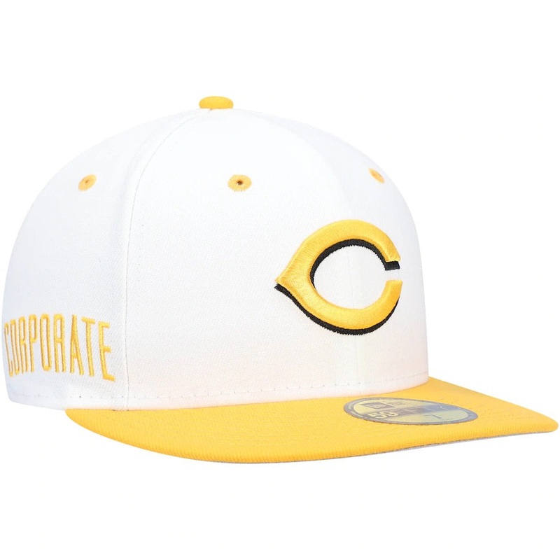 New Era Corporate x Cincinnati Reds White/Gold 59FIFTY Fitted Hat