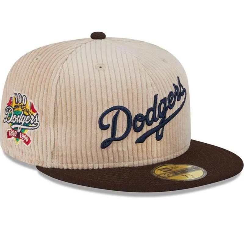 New Era Los Angeles Dodgers 100th Anniversary Fall Cord Khaki 59FIFTY Fitted Hat