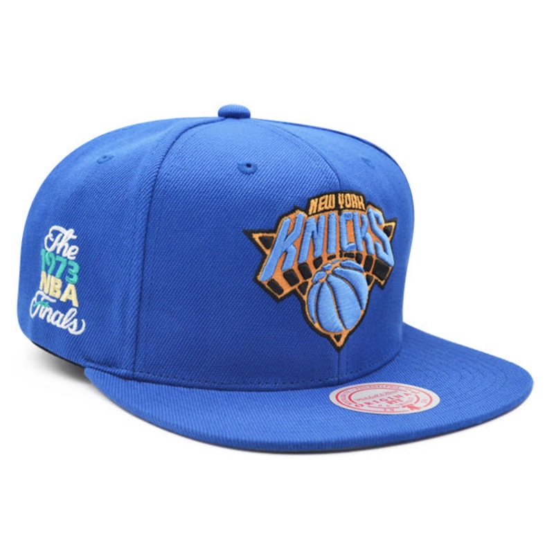 New York Knicks 1973 NBA FINALS Mitchell & Ness INVERTED LOGO Snapback Hat – Royal/Orange
