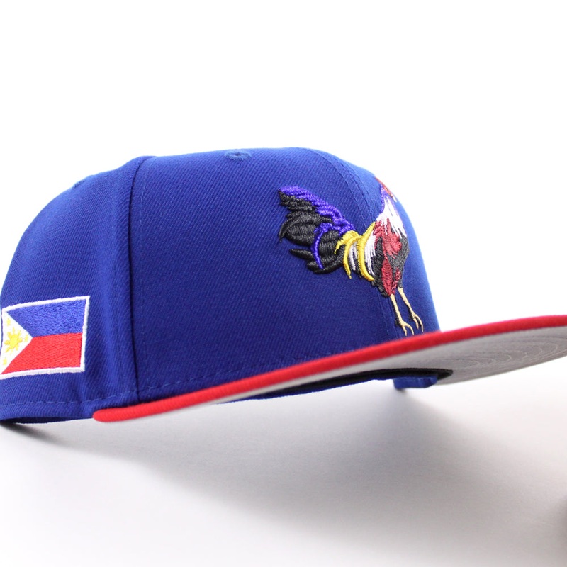 ROOSTER Philippines Flag  New Era 59Fifty Fitted Hat (Royal Blue Scarlet Red Gray Under Brim) 6 7/8