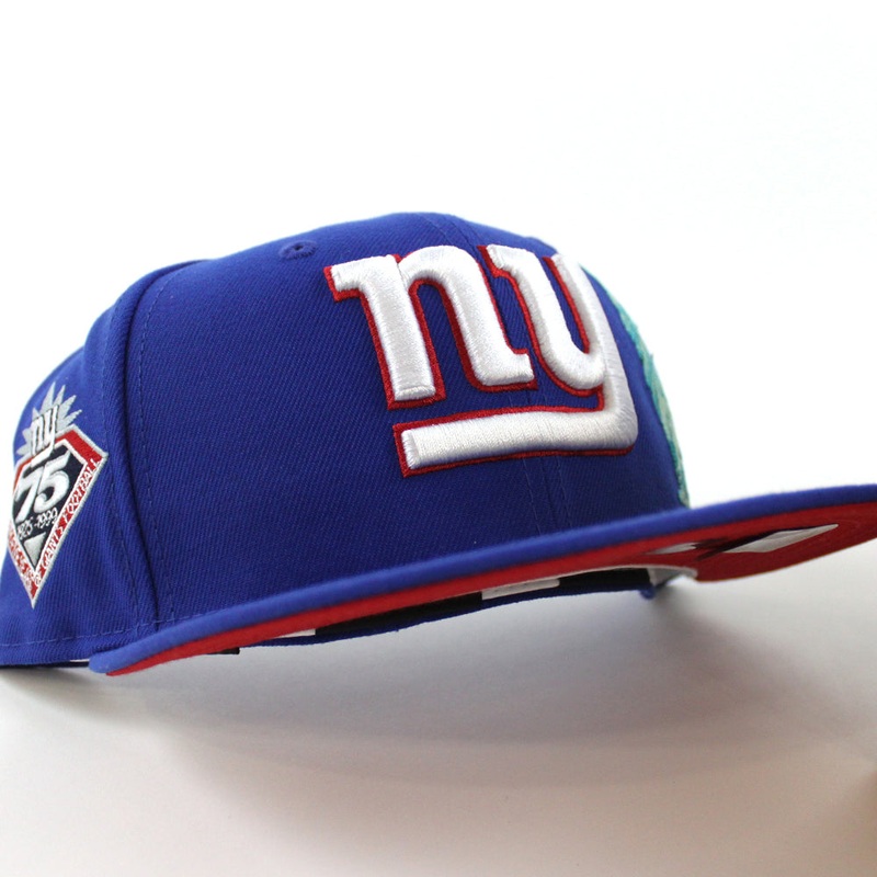 STATUE OF LIBERTY NEW YORK GIANTS 75TH ANNIVERSARY 59Fifty New Era Fitted Hat  (Blue Red Under Brim) 7
