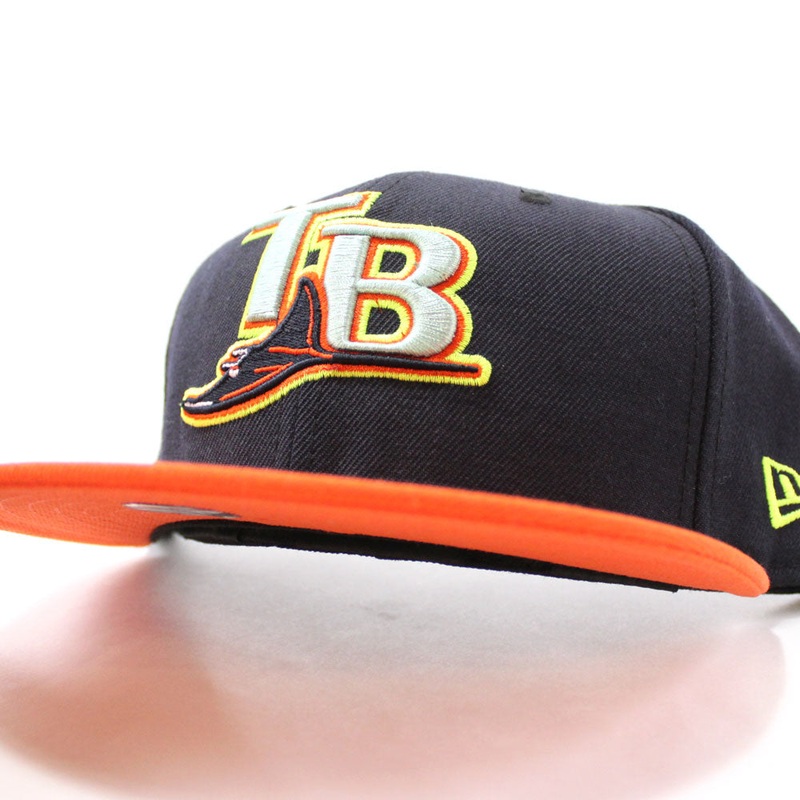 Tampa Bay Rays New Era 59FIFTY Fitted Hat (Navy Orange Lime) 7