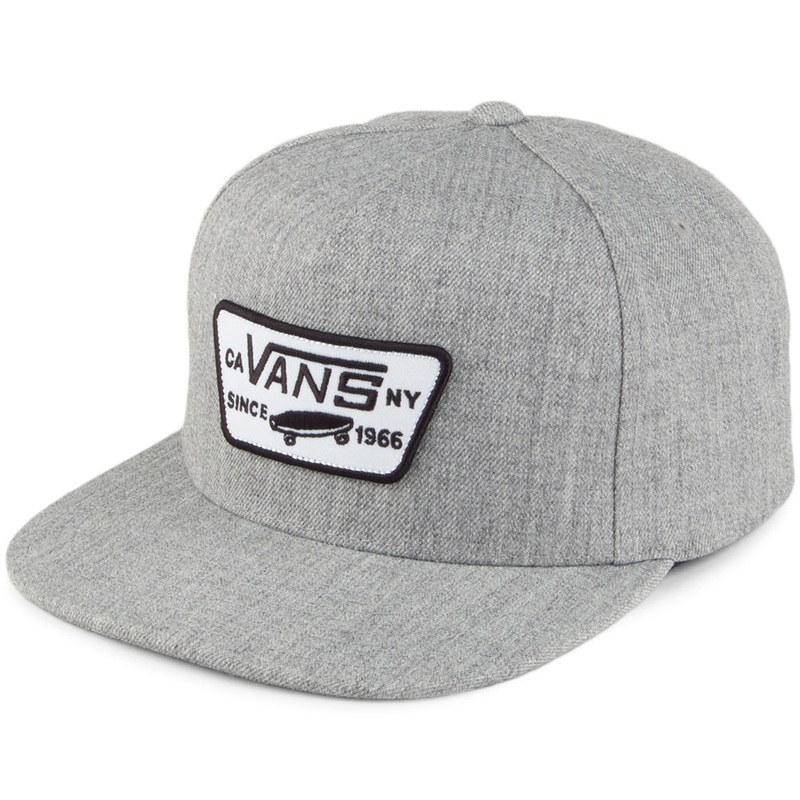 Vans Hats Full Patch Snapback Cap – Heather Grey Adjustable