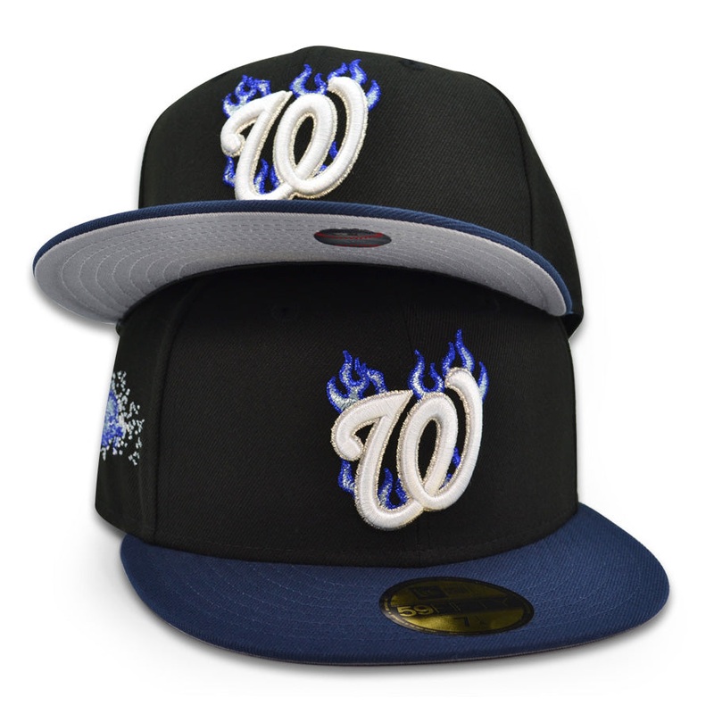 Washington Nationals “BLUE FLAME NATS” Exclusive New Era 59Fifty Fitted Hat – Black/Ocean Side 6 7/8