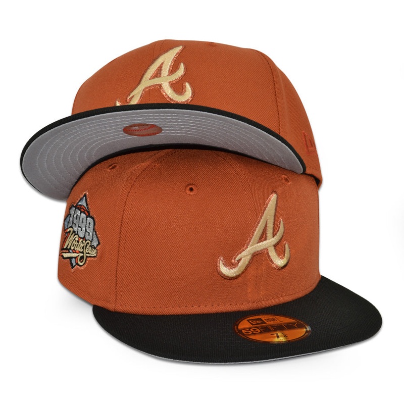 Atlanta Braves “NO TICKETS, NO SKATES” Exclusive New Era 59Fifty Fitted Hat – Rust/Black 6 7/8